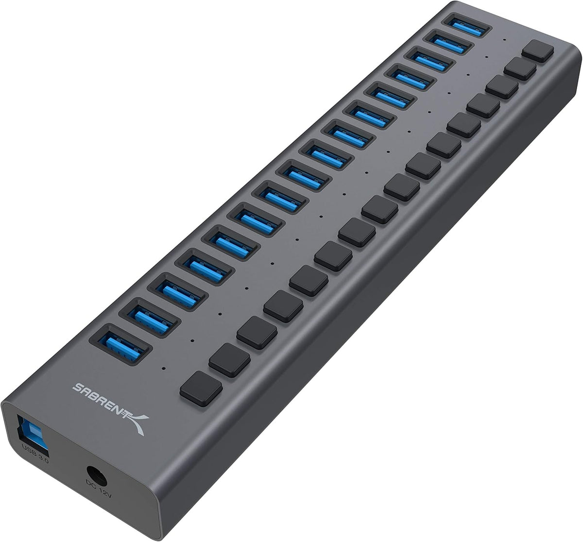 Sabrent 16-Port USB 3.0 Data HUB and Charger with Individual switches [90 Watts] (HB-PU16)